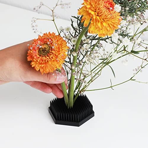Японски Черен Шестограмен Държач за цветя Wazakura Ikebana Kenzan 2.6 инча (68 mm), произведено в Япония, Инструмент за аранжирането на цветя Жаба