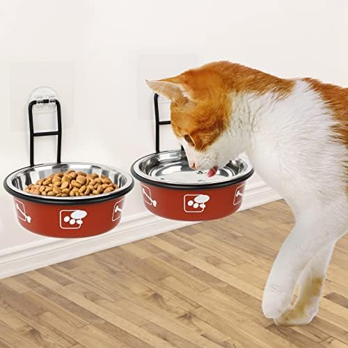 Купички за котки Torlam Повишен капацитет за съхранение, монтаж на стена Ястие за Котешки храна, Купичка за котешки вода
