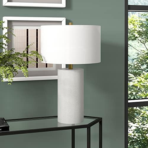 Керамична Настолна лампа Henn&Hart 24 с Филтър Абажуром от Бяла Керамика, Лампа, Таблица лампа за дома или офиса