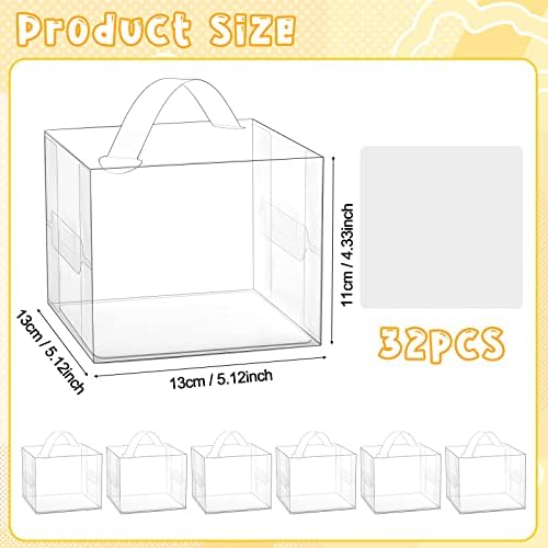 32 Бр Прозрачна кутия за торта Прозрачни Кутии за Печене Пластмасова Поставка за Торта с Капак и дръжка Прозрачна