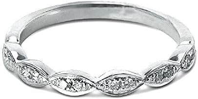 ABHI е създала бяло годежен пръстен с диамант кръг нарязани от 925 сребро, 14-каратово бяло злато на върха на диаманта в ретро полукольце за жени