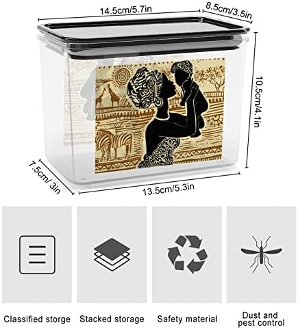 Африканска черна дамска кутия за съхранение, пластмасов контейнер-органайзер за хранителни продукти, съдове с капак за кухни