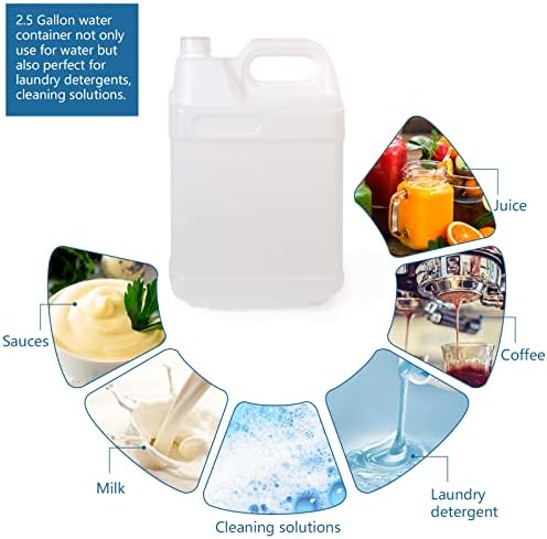 BPFY 1 Опаковка Прозрачни пластмасови Делви обем 2,5 Литра с Капачки, Съдове за съхранение на Стомна за вода с Ергономична дръжка, Опаковки от полиетилен с висока плътн