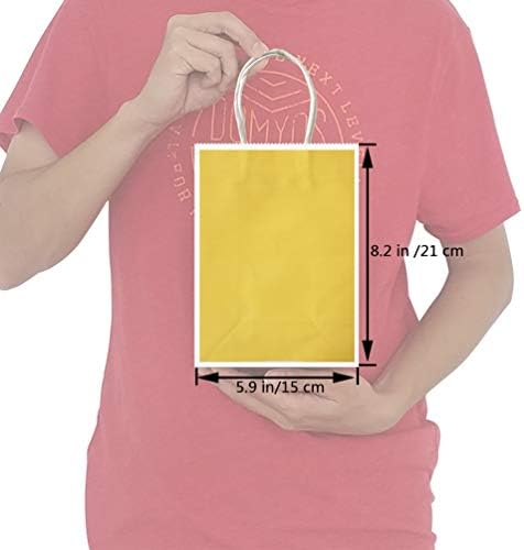 Подаръчни хартиени торби KEYYOOMY 12 Парчета (5,9 x 8,2 x 3,1 инча), Жълти крафт торби с дръжки за подаръци