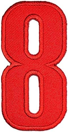 Дължина 3 инча. Червени ленти с арабския номер 8, Буквално номер от нула до Девет, Sew Апликации, Бродирани