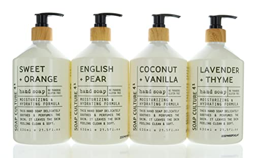 Култура Колекция от сапуни, сапун за ръце. Подаръчен комплект от 4 бутилки по 21,5 унция, 21,5 течни унции (опаковка от 4 броя)