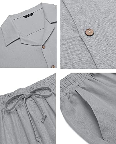 COOFANDY Мъжко Бельо Облекла от 2 части, Плажна Риза с копчета, Всекидневни Комплекти Свободни Панталони
