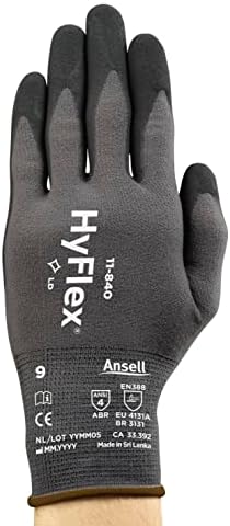 HyFlex 11-840 Ергономични Промишлени Ръкавици с износостойким покритие от Найлон и Ликра с Нитриловым покритие