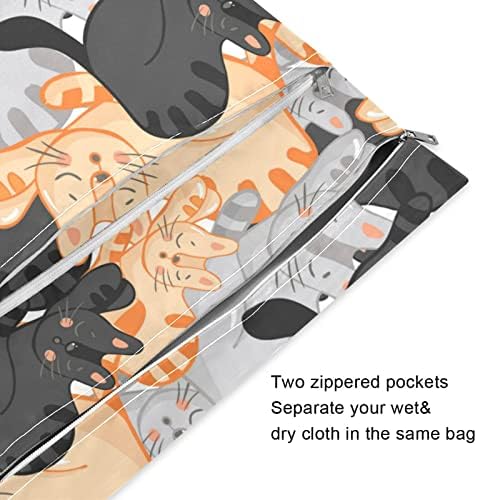 Kigai Sleeping Cat Водоустойчив Влажна, Суха Чанта за Еднократна Употреба с Дръжка за Пътуване, Плаж, Басейн,