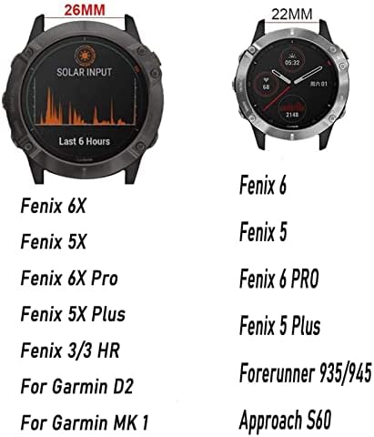 EGSDSE Спортен Кожена Каишка за часовник Garmin Fenix 6X6 Pro 5X5 Plus 3 HR 935 945 22-26 мм EasyFit Быстроразъемный Смарт