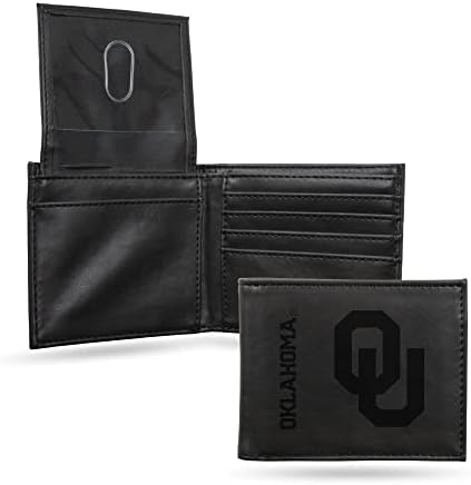 Мъжки портфейл Rico Industries NCAA Oklahoma Sooners черен на цвят, с 10 джобове премиум-клас, логото на отбора с лазерно гравиране