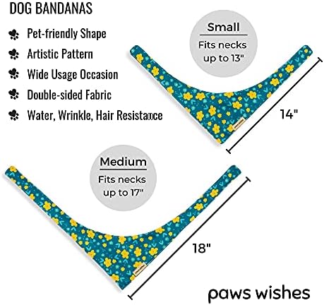 Кърпи за кучета Paws Wishes, 4 опаковки, Удобни за домашни любимци форма, Водоустойчиви и устойчиви на бръчки, Комплект за всички, Регулируеми Шалове за кучета малки момч?