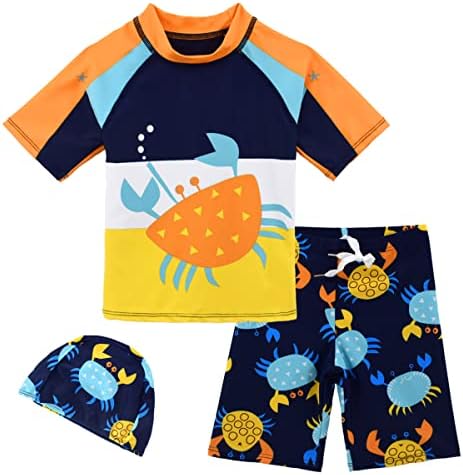CARMEISON/Детски Слънцезащитен Костюм с къс ръкав, Бански костюми от две части За момчета, Комплекти за предпазване От обриви