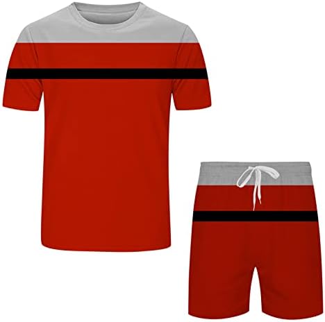 XXBR Спортен костюм за мъже, Тениска и къси Панталони, Комплект от две части, Модни и Ежедневни Риза с Къс ръкав