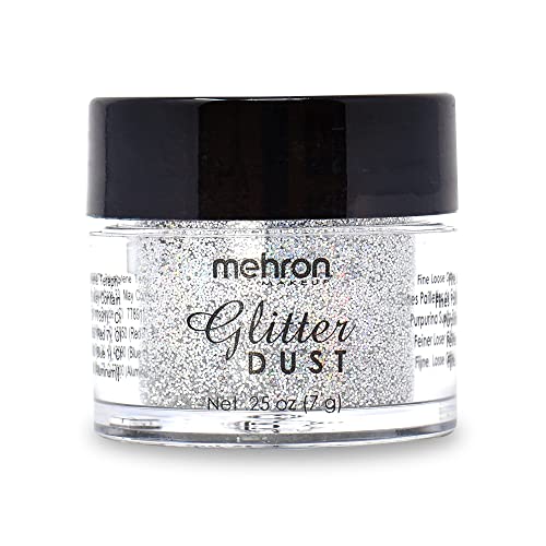 Компактна пудра за грим Mehron GlitterDust (0,25 унции) (Голографическое сребро)