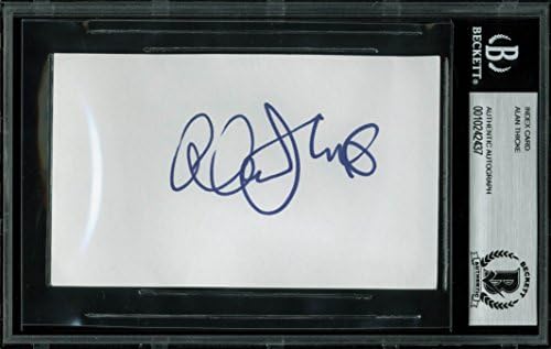Алън Тик Истинска Визитна картичка с Автограф размер 3x5 В Син цвят, С надпис БАН Slabbed
