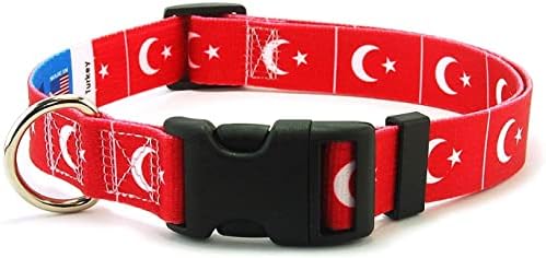 Нашийник за кучета от Турция | Флаг на Турция | Быстросъемная обтегач | Произведено в Ню Джърси, САЩ | за средни кучета