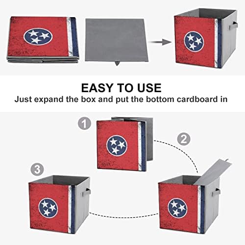 Сгъваема Кутия За Съхранение на Кубчета Тъкан с Флага на щата Тенеси, 11-Инчови Сгъваеми Кутии За Съхранение с Дръжки