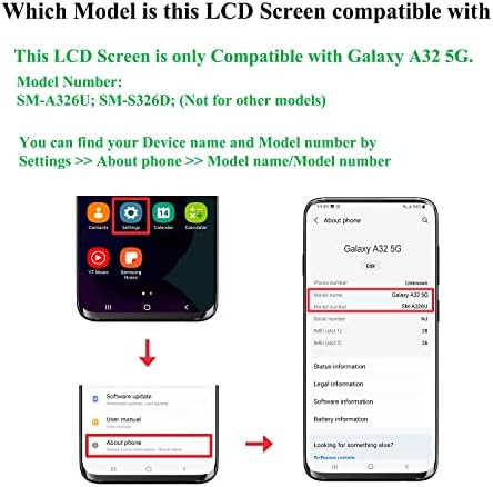 Viimon за Samsung Galaxy A32 5G OEM Подмяна на LCD екрана е Съвместим с Samsung A32 5G SM-A326U/SM-A326B LCD дисплей с сензорен екран Дигитайзер в събирането на средства и ръководството за инстали?