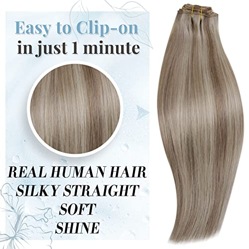 Купувайте заедно, спестете повече: #8p60 Пепеляво кафяв Мелированный Platinum Blond За изграждане на човешки косъм на опашката 16 инча 80 г и Шнола за коса Разширения 14 инча 105