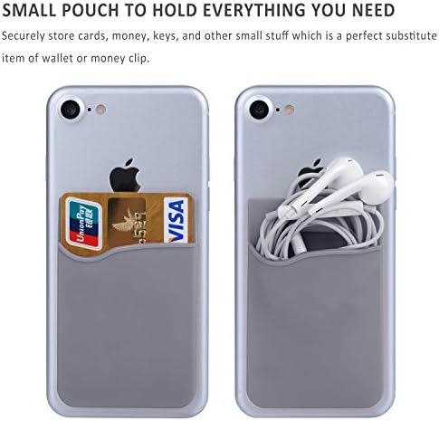 Държач за карти, Pofesun 5 Опаковки Ултратънък Титуляр за кредитни карти с Лепкава джоб, Съвместим с iPhone, Samsung iPad