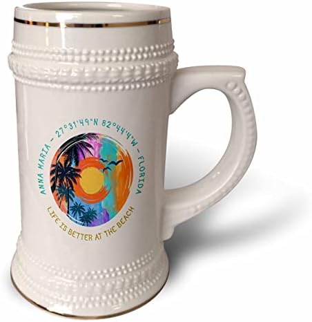 3дРоуз Анна Мария, Флорида. Подарък за пътуване Life is better at the beach - чаша за стейна на 22 унция (stn-361990-1)