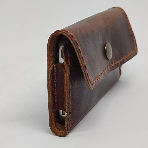 Чанта-кобур от естествена кожа за LG Q8 (2018), Калъф за телефон от естествена кожа, ръчна изработка, Изработени по поръчка Кожена чанта за Носене-калъф с линия за колан, ?