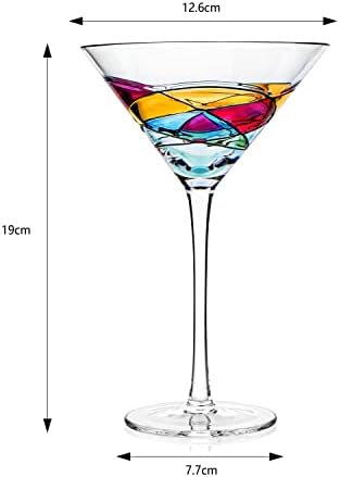 The Wine Savant Artisanal Ръчно рисувани без крака - Комплект от 2 чаши за вино Rennesance Romantic с оцветени стъкла - Идея