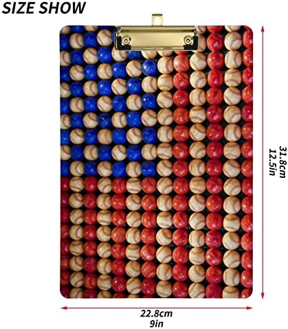 Glaphy Бейзбол, Американски Флаг Ретро Клипборда Формат на писане A4 Клипборда на колеги в Офиса, Студенти, Учители, Жени