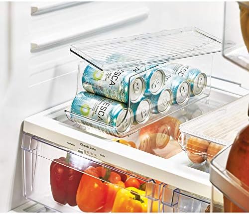 IDesign 70938M4 Пластмасов Органайзер за консервирани храни и напитки с капак за хладилника, фризера и килер, Без BPA, Комплект