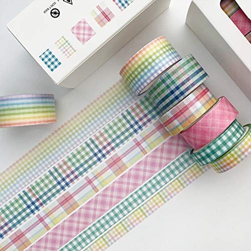 Набор от Декоративни ленти YUBX 6 Roll Washi Tape VSCO за Занаяти собствените си ръце, Списания, Проектанти, Scrapbooking, опаковане (Дъга)