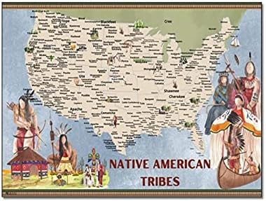 Ламиниран Икони Страни Племена индианци Карта на Изображение Коренното Снимка Photocard Границата на Страната Стена История