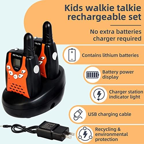 Акумулаторна уоки-токита Retevis RT-602, Играчка с литиеви Батерии, зарядно устройство, 22 канала, Фенерче, Детски Подаръци за момчета и момичета, Квартал, Къмпинг (2 опаков?