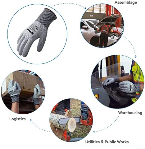 Ръкавици ANDANDA, Устойчиви на гумата, Ниво 5 Работни Ръкавици с антиоксидантна полиуретанова боя покритие и усилване