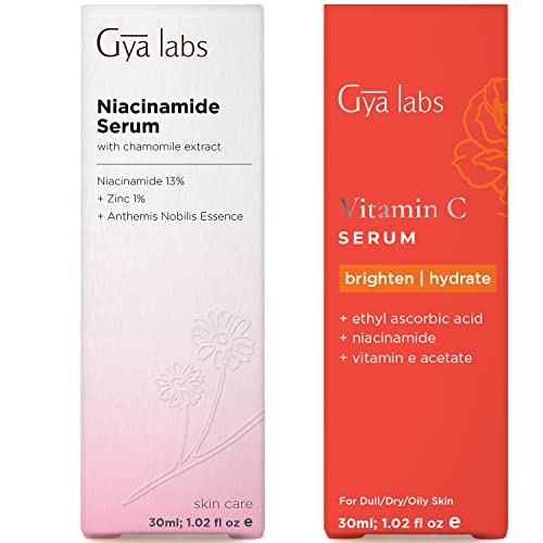 Серум с ниацинамидом за лице и витамин С за набиране на персонал за лице - 2x1 течни унции - Gya Labs