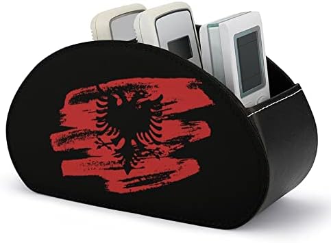 Vinage Албански Флаг Дистанционно Управление на Телевизор Титуляр От Изкуствена Кожа Кутия За Съхранение Органайзер с 5 Отделения за Десктоп Офис
