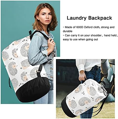Сладък Cartoony Чанта за дрехи с изображение на Таралеж и на животни, Голям Тежка Раница за пране на дрехи