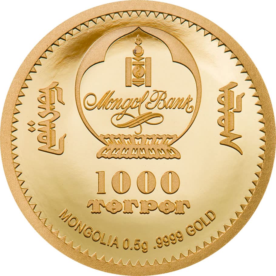 2023 Лунна Година под формата на Монети PowerCoin Година на Заека Лунна Събиране на Златна Монета От 1000 Тогрог Монголия 2023 Proof