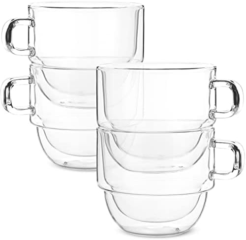 BTaT - Штабелируемые чаши за Кафе с изолация, 4 опаковки на 16-унция (500 мл), Са идеални за топли и студени напитки, Штабелируемые чаша за капучино, Кафе чаши с двойни стен?