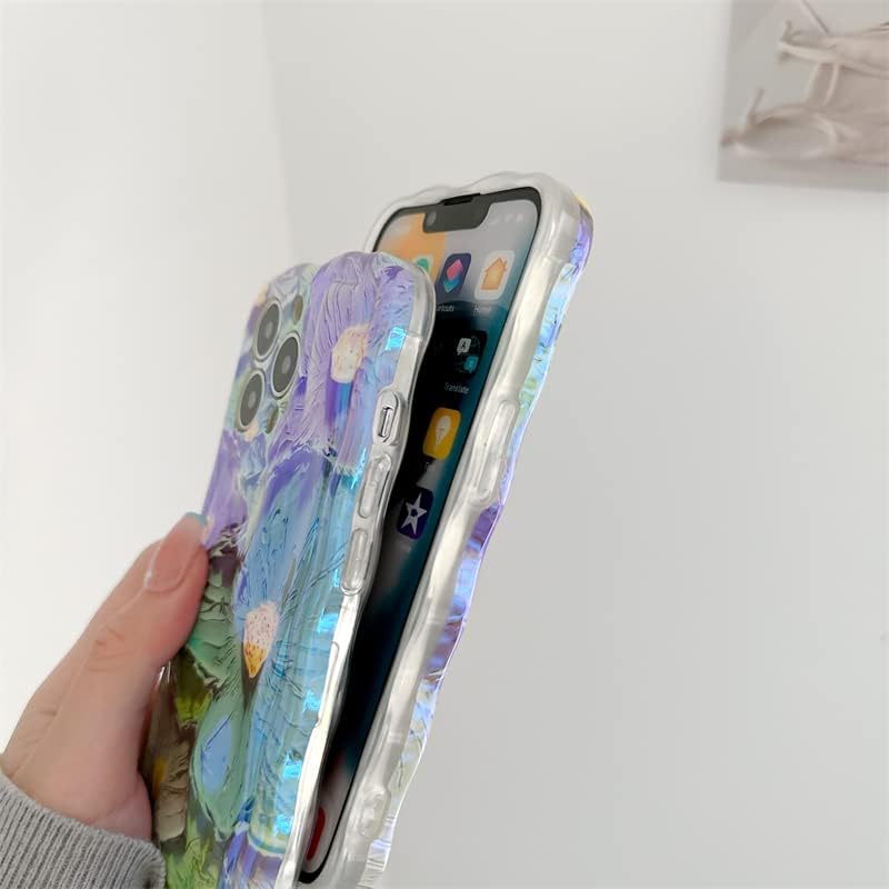 Kurhero за iPhone Калъф за сладка Прозрачна вълнообразен кант, симпатична фигура на маслената живопис, Здрав Модерен