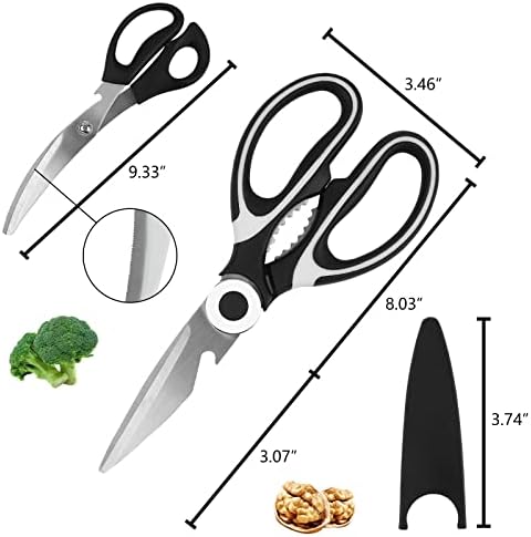 кухненски Ножици, XUJINCN 2-Pack Ултра Тежки Остри Многофункционални Кухненски Ножици от Неръждаема Стомана