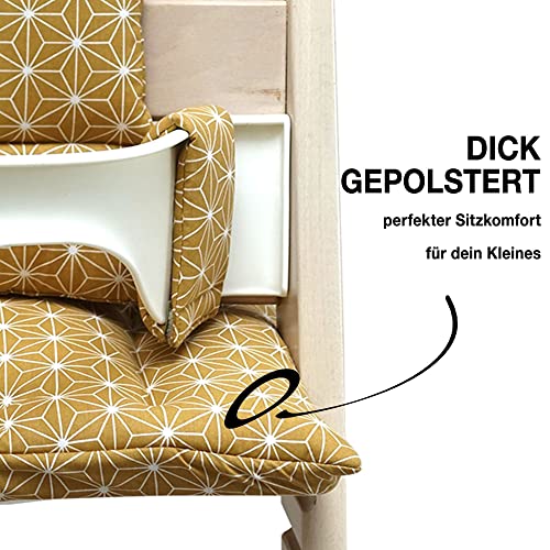 Възможност за избор от възглавници Blausberg с детски покритие за столче за хранене за хранене Трип Trapp от Stokke - Happy Star Yellow - Произведено в Германия, всички материали са се