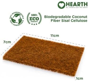Кърпа за почистване на Hearth Eco - 12 Опаковки Салфетки от кокосови влакна за измиване на кухня, тенджери, тигани, прибори за хранене и барбекю решетки - Здрава, Биоразлаг