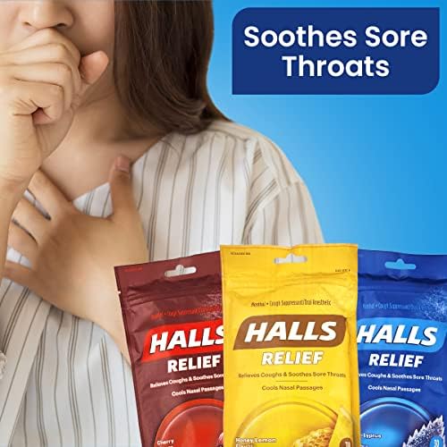 Halls Relief Mix – Три различни опаковки хапчета за кашлица Halls за възрастни – Всяка опаковка съдържа 30