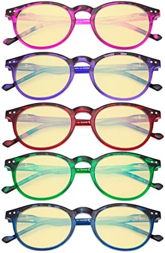 Eyekepper 5 Опаковки Модни Очила Със Сини Светофильтром За жени, Овални, Кръгли Компютърни Очила с защита От цифрови отблясъци
