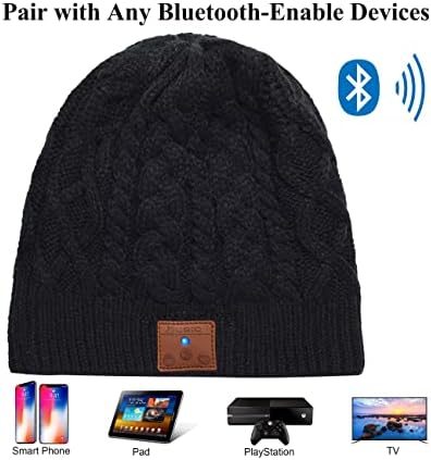 BULYPAZY Дамски/Мъжки Bluetooth шапка, Музикална Шапчица с Bluetooth 5.0 и високоговорител, идеален за спорт на открито, ски подарък