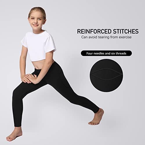 Гамаши за активни занимания по йога за момичета от 2 джобове - Детски Спортни панталони за йога и спорта (опаковка от 4 броя)