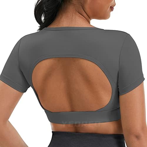 YEOREO Ванеса Женска Тениска с Отворена на гърба, Скъсяване на Върховете с Подвижна Подплата, Тренировочная Тениска