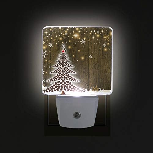 Naanle Комплект от 2 Кафе на Зърна Коледно Дърво с Блестяща Снежинкой Звезда На Гранжевом Сиво Кафяв Дървен Дизайн Автоматичен