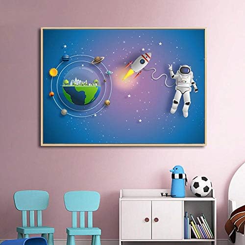 DFGRHG Модерна Проста Картина на Космическото Астронавти на Планетата Земя, Детска Стая, Картина За Спални Момче